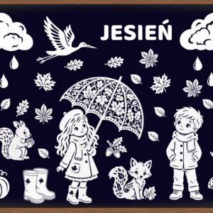 JESIEŃ – jesienna gotowa dekoracja XXL 160 × 160 cm |  dekoracja do szkoły, przedszkola, żłobka