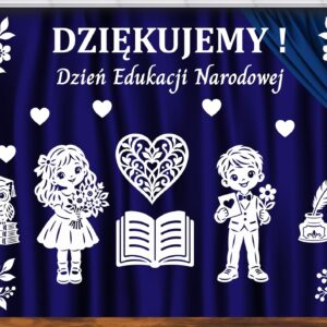 Dekoracja na Dzień Edukacji Narodowej „DZIĘKUJEMY!” – gotowa, wycięta dekoracja 3 × 2 m